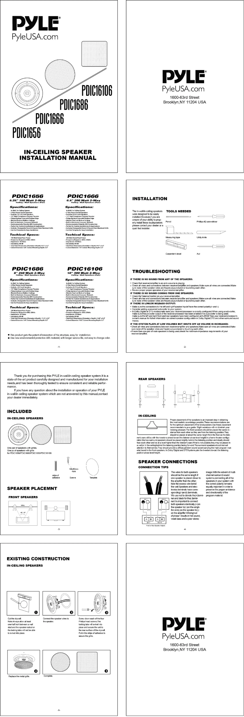 Page n°1 - Manuel utilisateur Pyle PDIC1666