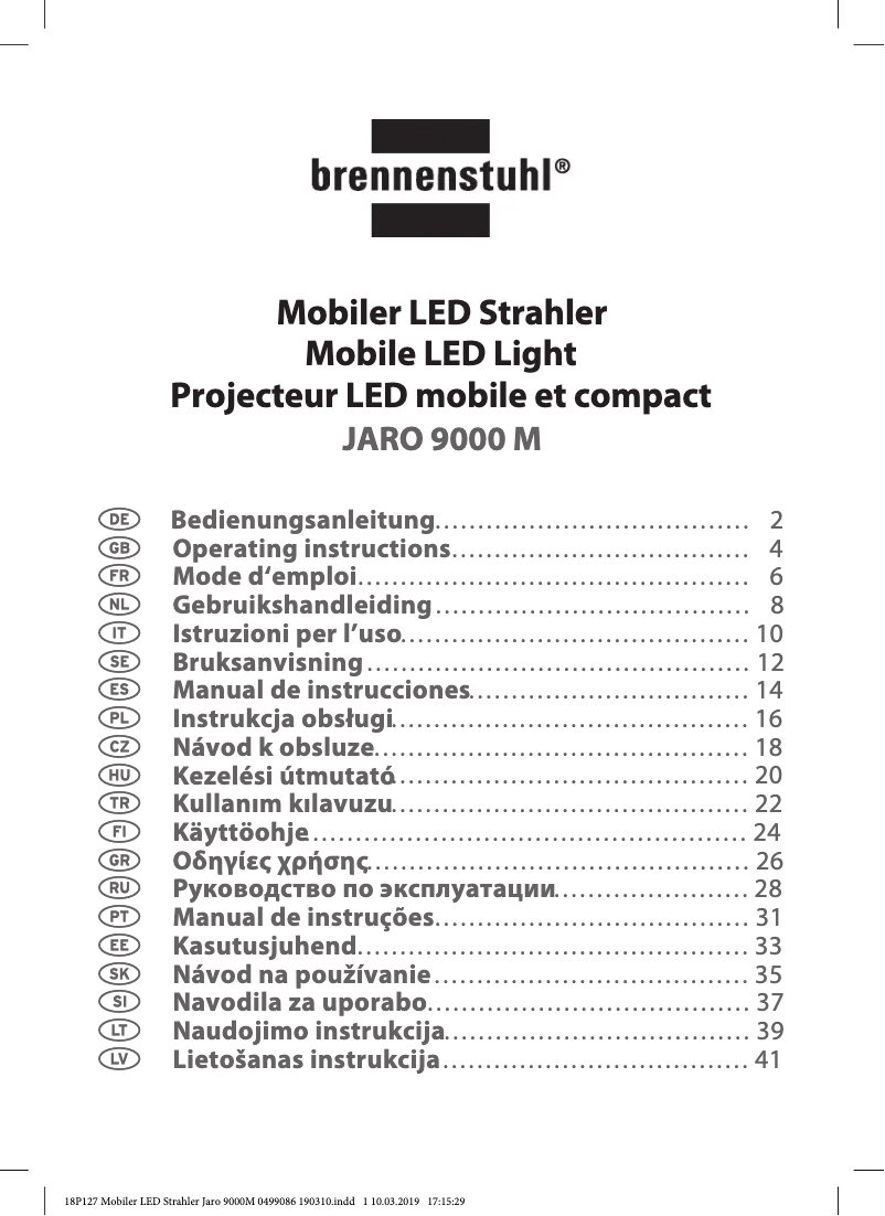 Page 1 de la notice Manuel utilisateur Brennenstuhl JARO 9000 M