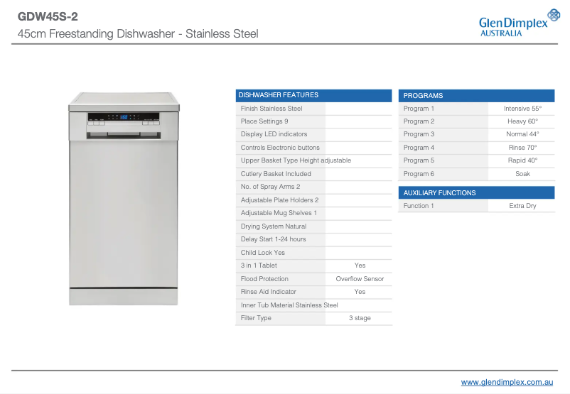 Página 1 del manual Ficha técnica Euromaid GDW45S-2