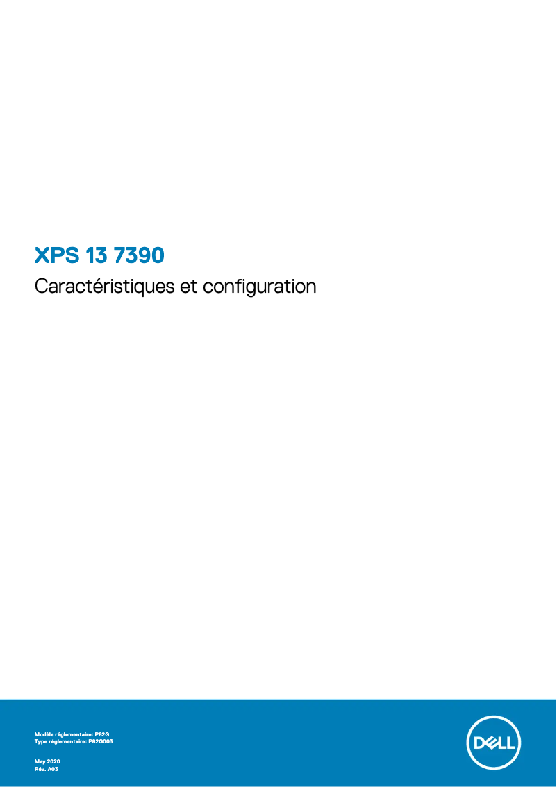 Page 1 de la notice Guide d'installation Dell XPS 13 7390