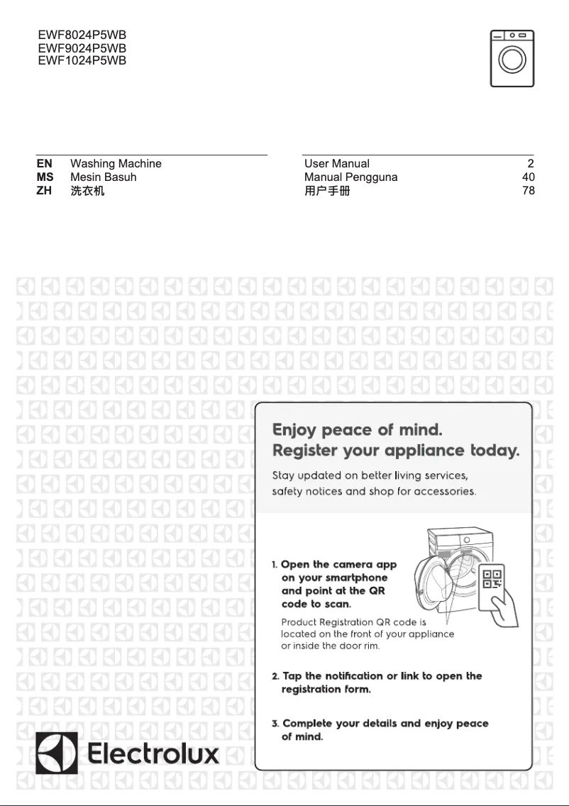 Page 1 de la notice Manuel utilisateur Electrolux EWF9024P5WB