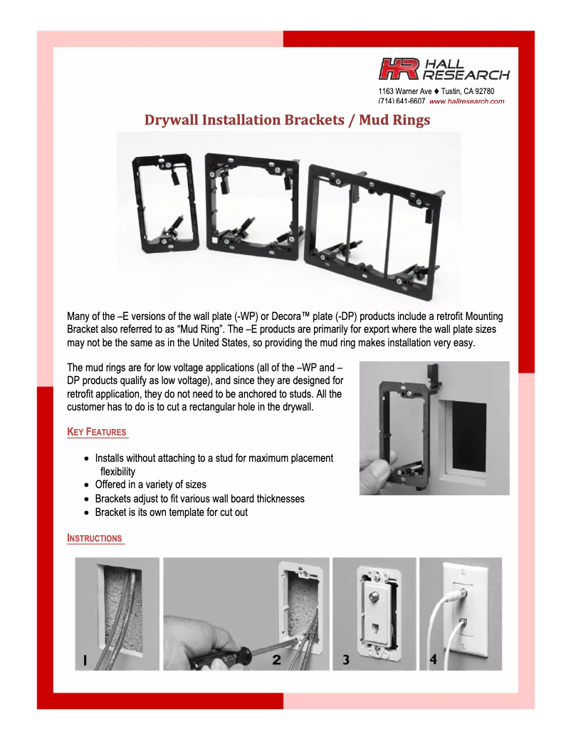 Page 1 de la notice Manuel utilisateur Hall Research UV1-S-WP