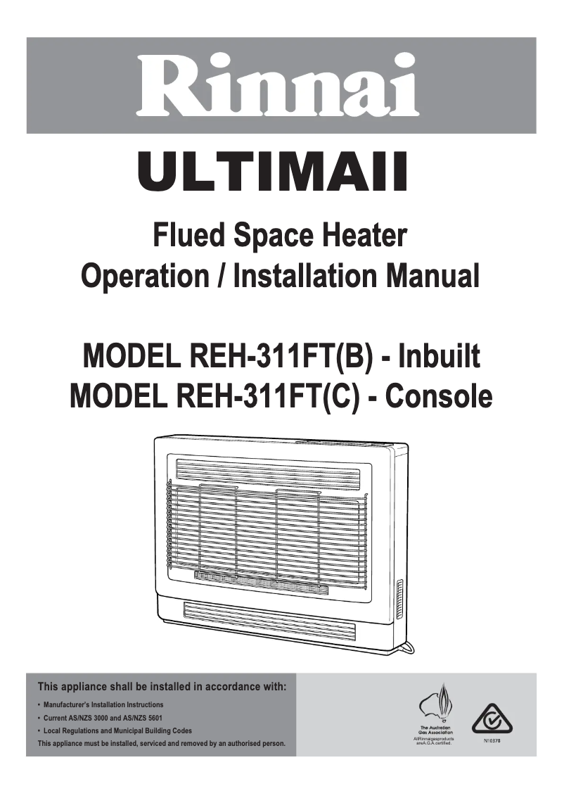 Page 1 de la notice Manuel utilisateur Rinnai Ultima II REH-311FT
