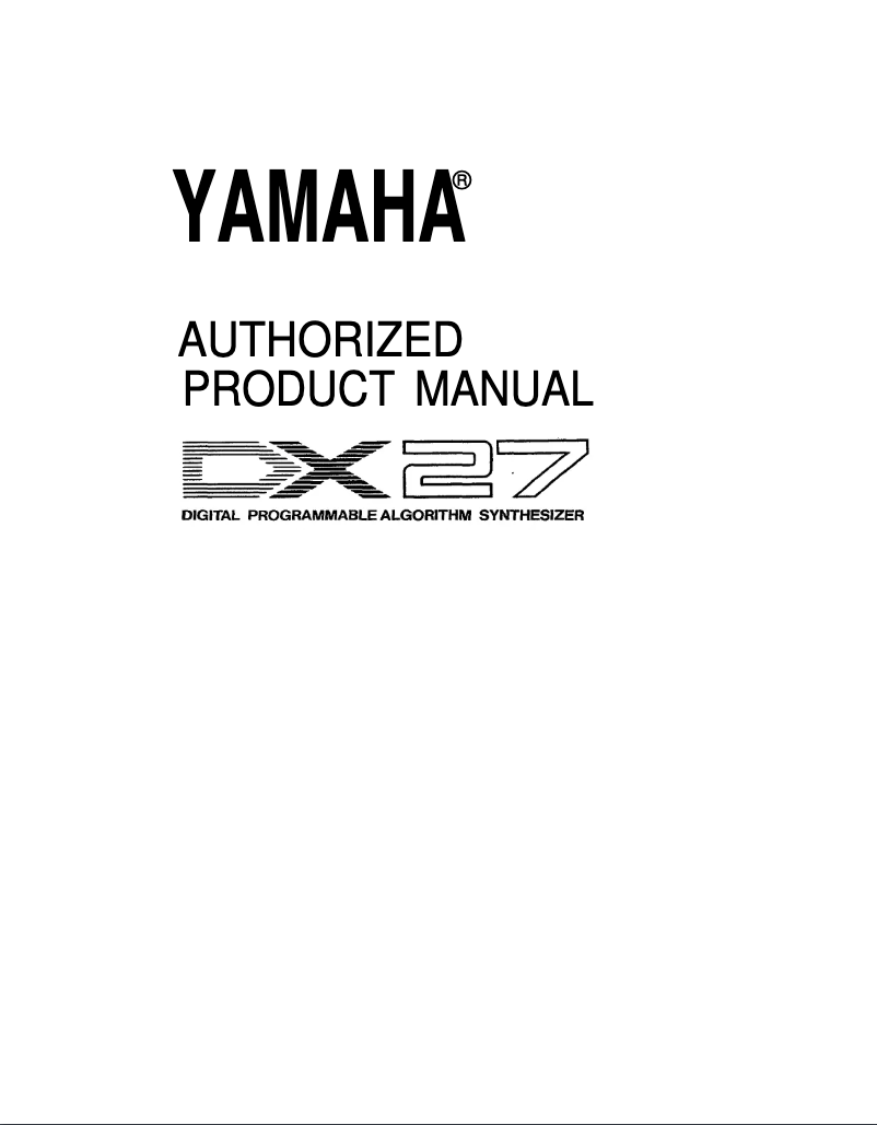 Page n°1 - Manuel utilisateur Yamaha DX27