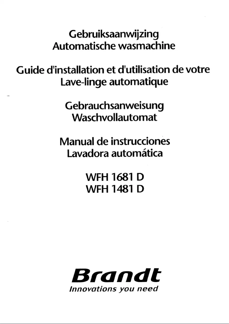 Page 1 de la notice Manuel utilisateur Brandt WFH 1681D