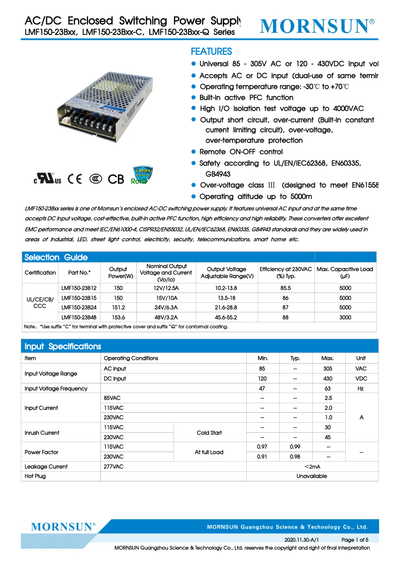 Page n°1 - Manuel utilisateur Dehner LMF150-23B12
