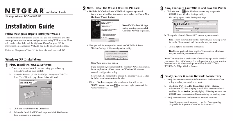 Image de la première page du manuel de l'appareil WG511v1