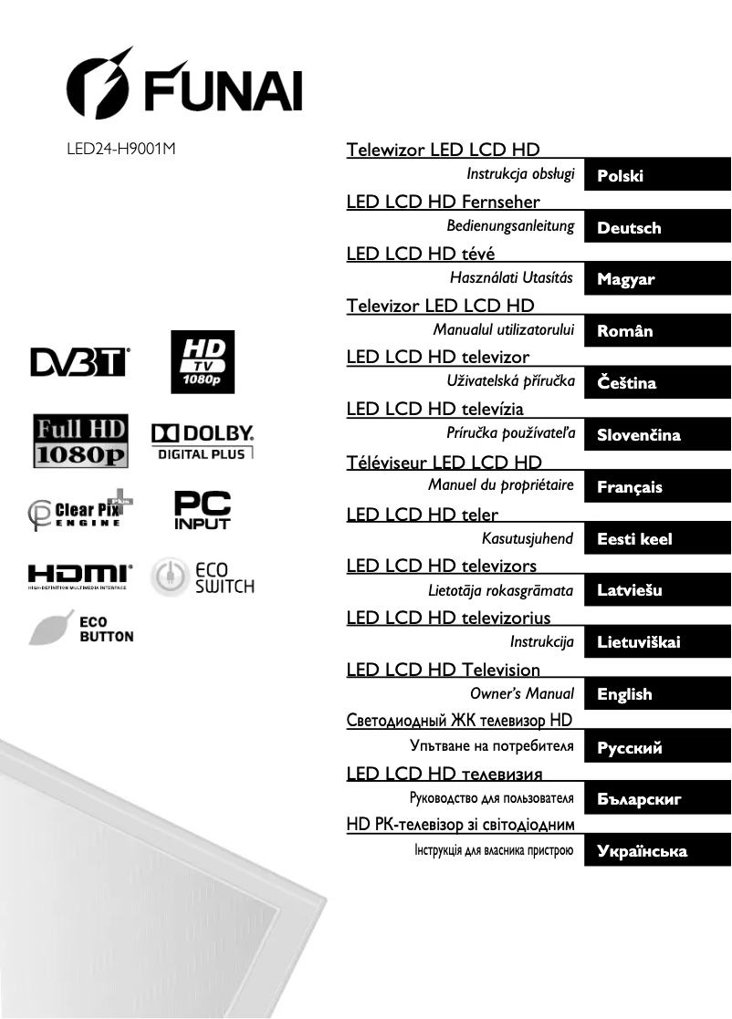 Page 1 de la notice Manuel utilisateur Funai LED24H9001M