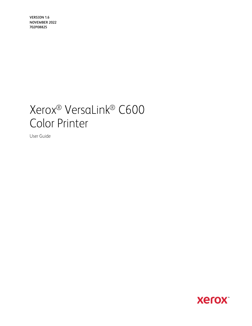 Page n°1 - Manuel utilisateur Xerox VersaLink C600