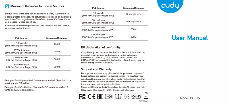 Image de la première page du manuel de l'appareil POE15