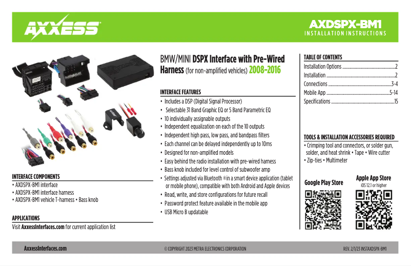 Page 1 de la notice Manuel utilisateur AXESS AXDSPX-BM1