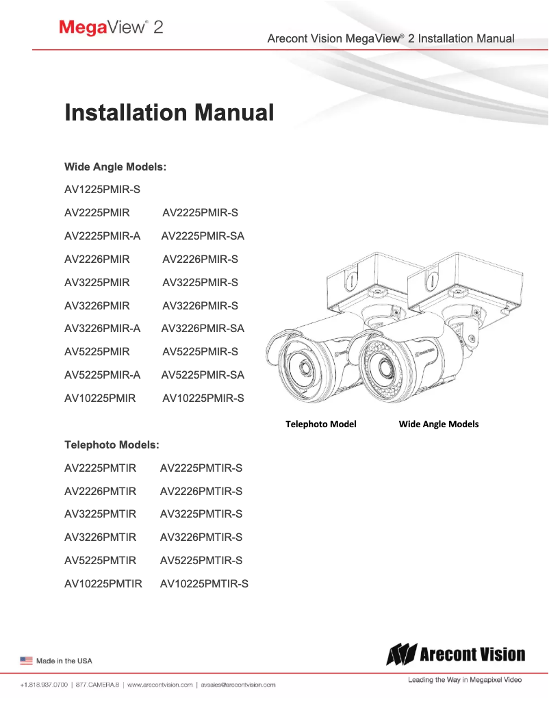 Page n°1 - Manuel utilisateur Arecont Vision MegaView 2 AV2225
