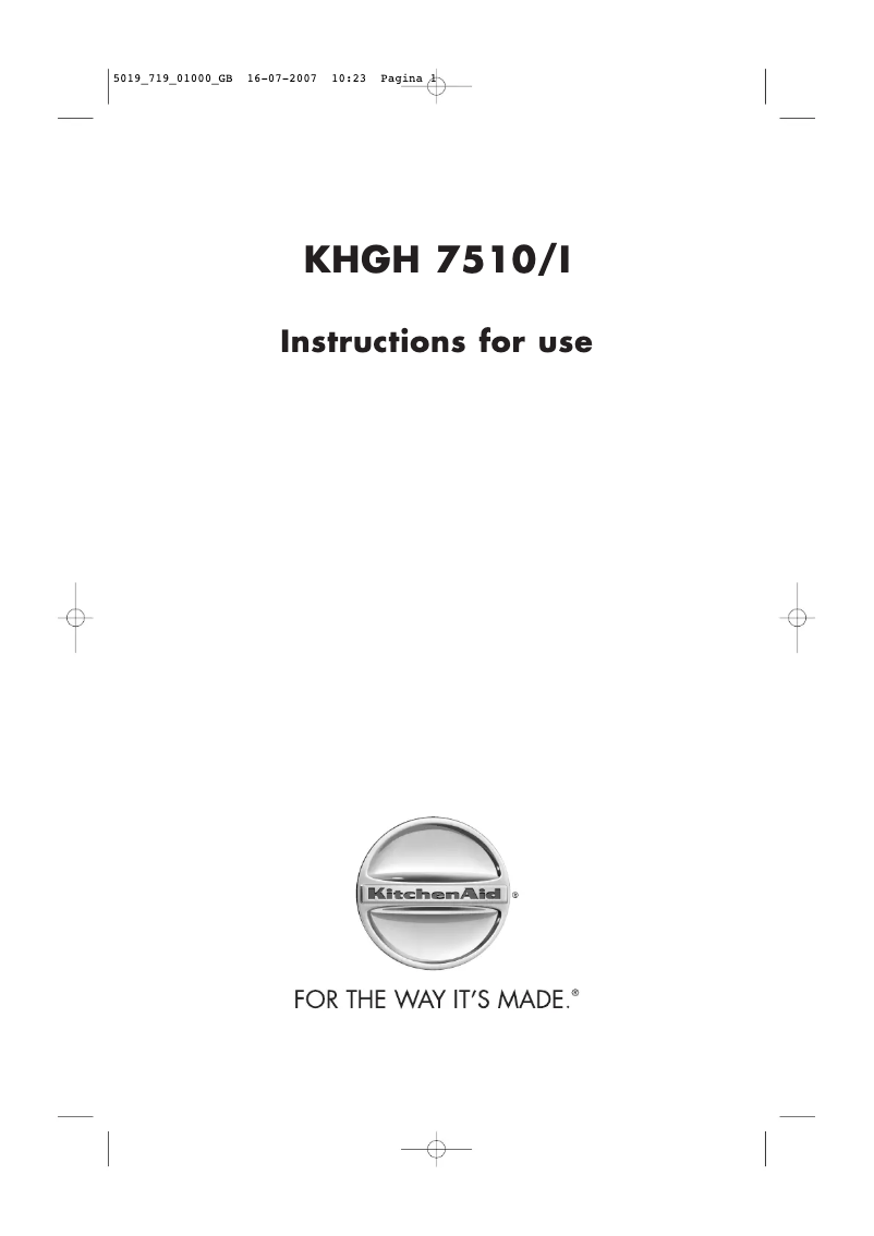 Page 1 de la notice Manuel utilisateur KitchenAid KHGH 7510/I