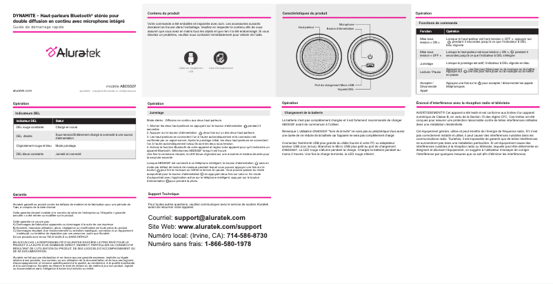 Page 1 de la notice Manuel utilisateur Aluratek ABDS02F