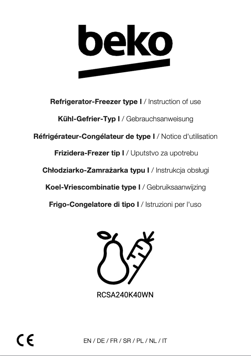 Page 1 de la notice Manuel utilisateur Beko RCSA240K40WN