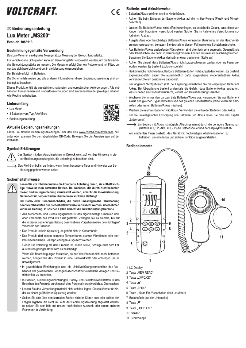 Image de la première page du manuel de l'appareil MS-200LED