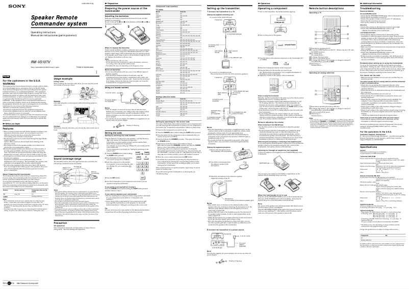 Image de la première page du manuel de l'appareil RM-VS10TV
