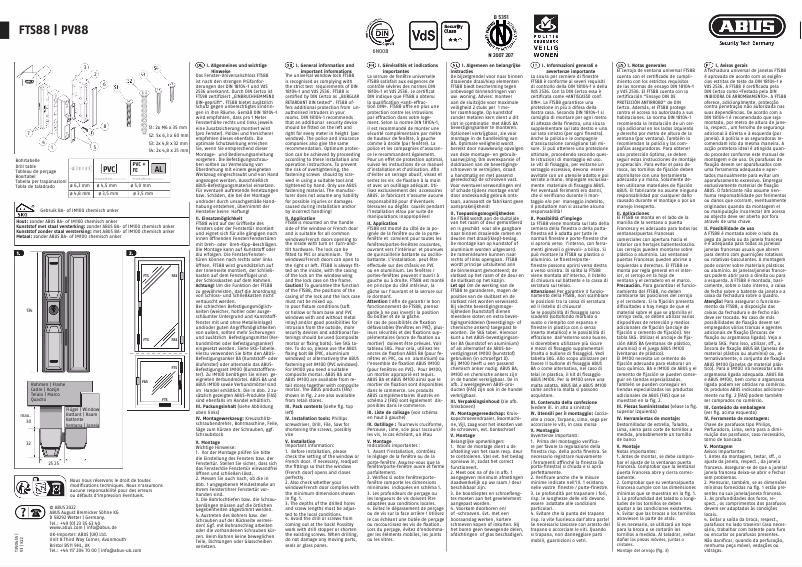 Image de la première page du manuel de l'appareil FTS88