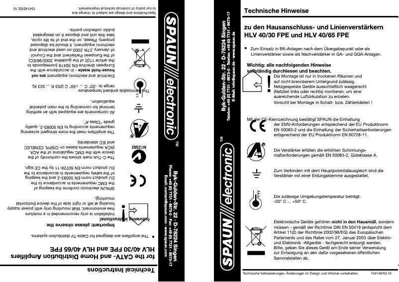 Page 1 de la notice Manuel utilisateur Spaun HLV 40/65 FPE