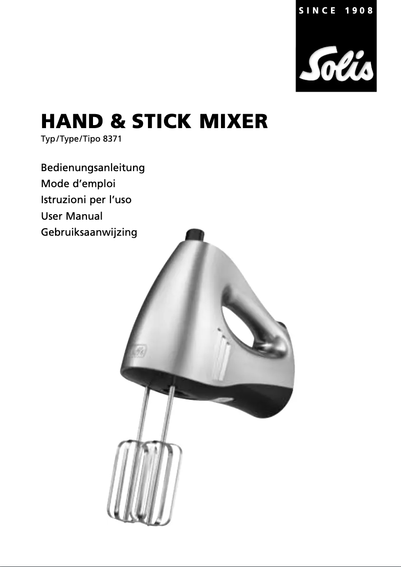 Page n°1 - Manuel utilisateur Solis Hand & Stick Mixer 7371