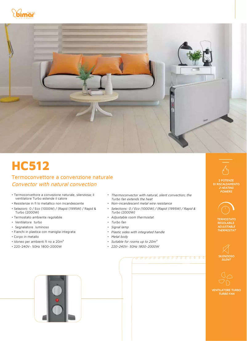 Page 1 de la notice Fiche technique Bimar HC512