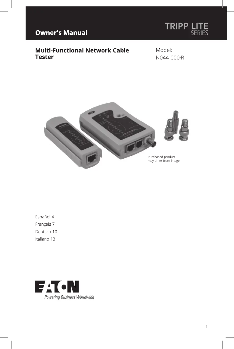 Page n°1 - Manuel utilisateur Tripp Lite N044-000-R