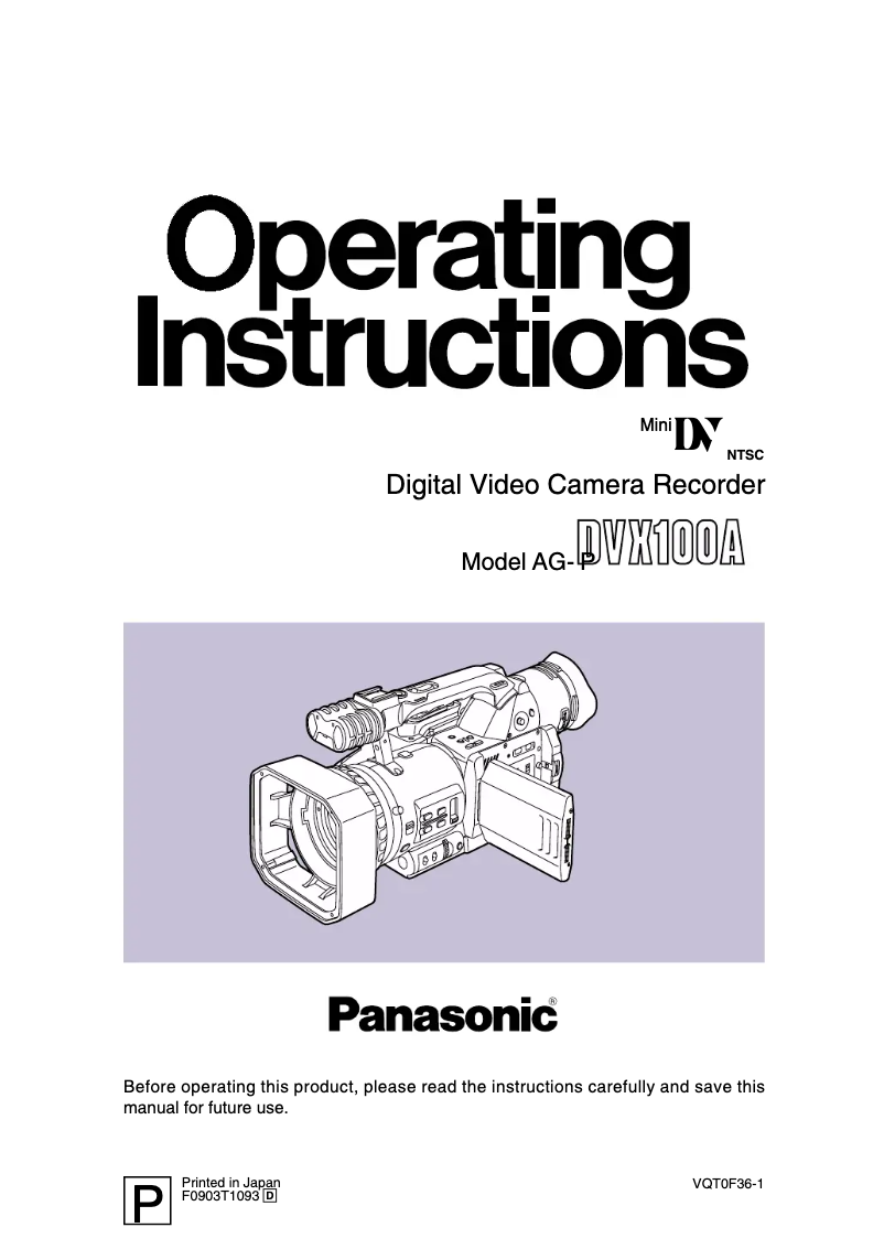 Page n°1 - Manuel utilisateur Panasonic AG-DVX100A