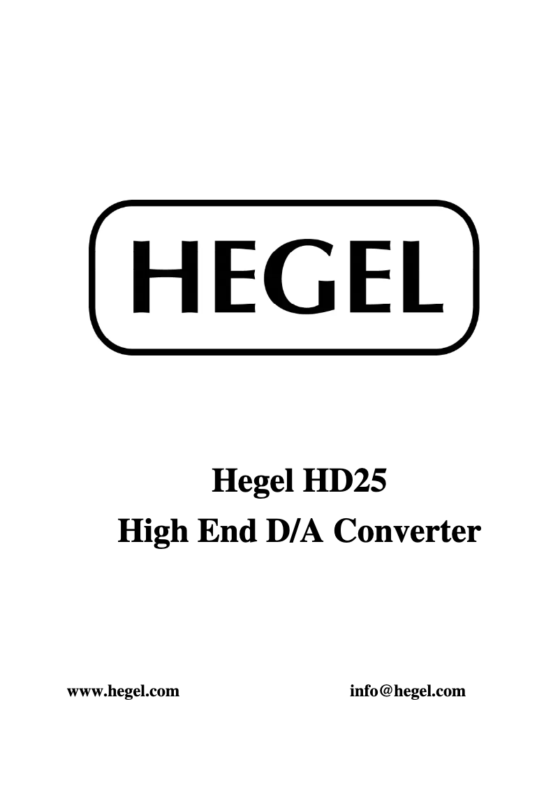 Page 1 de la notice Manuel utilisateur Hegel HD25