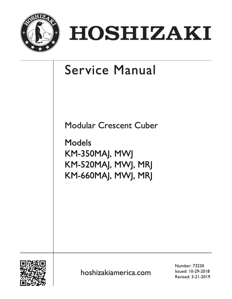 Page 1 de la notice Manuel utilisateur Hoshizaki KM-660MAJ