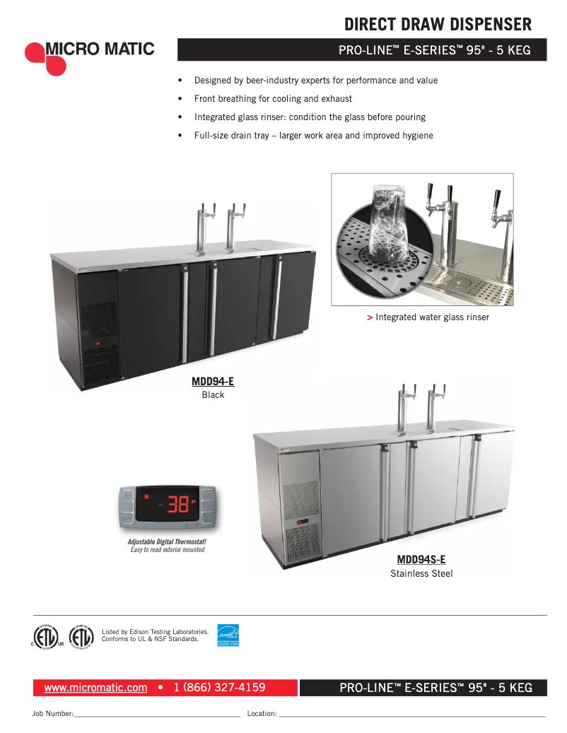 Page 1 de la notice Fiche technique Micro Matic MDD94-E