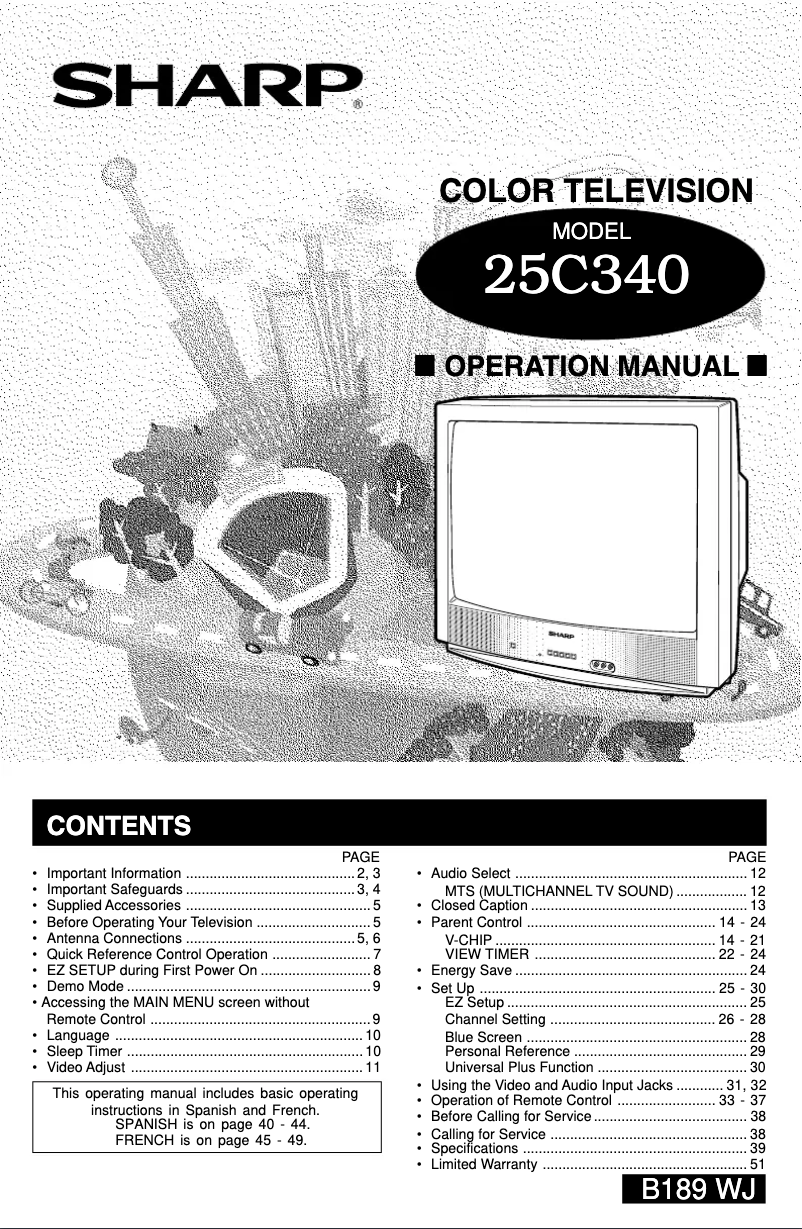 Page n°1 - Manuel utilisateur Sharp 25C340