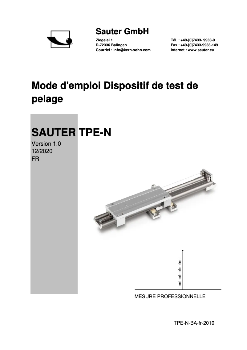 Page n°1 - Manuel utilisateur Sauter TPE-N