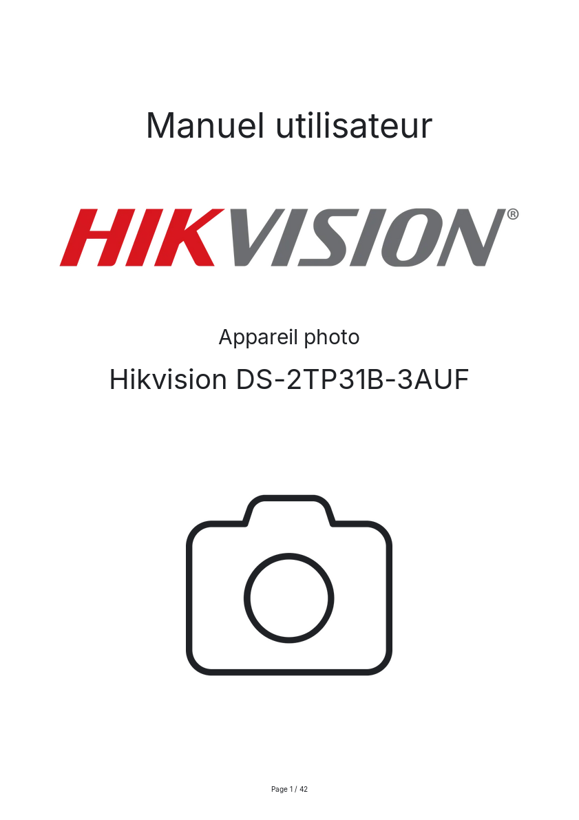 Image de la première page du manuel de l'appareil DS-2TP31B-3AUF