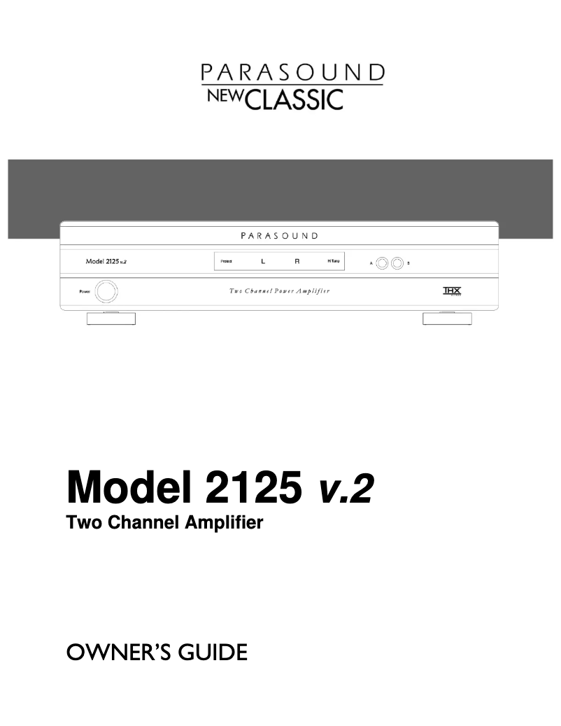 Page 1 de la notice Manuel utilisateur Parasound NewClassic 2125 v.2