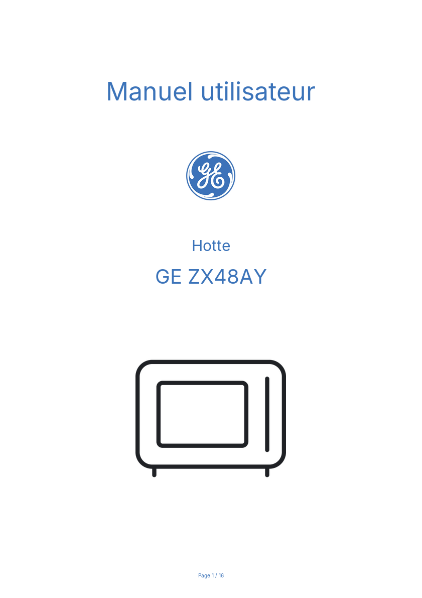 Page n°1 - Manuel utilisateur GE ZX48AY