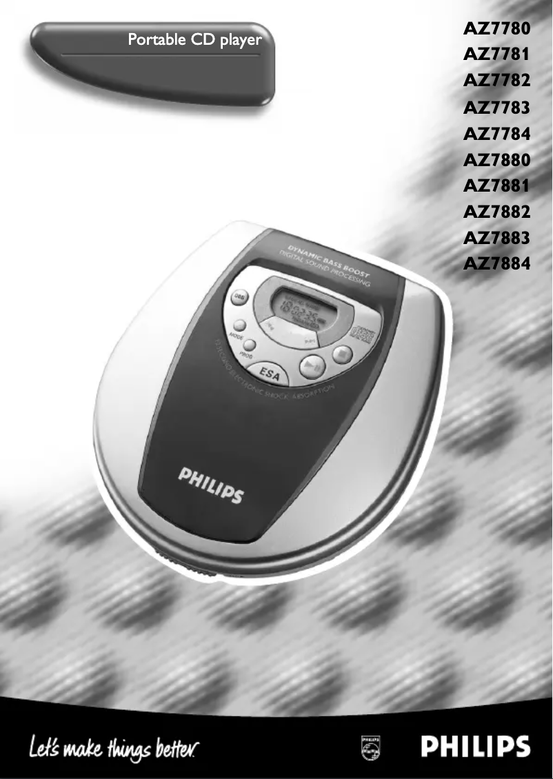 Page 1 de la notice Manuel utilisateur Philips AZ7880