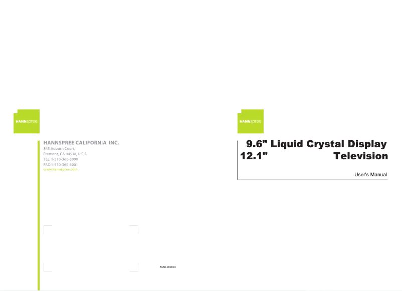 Page 1 of the manual User Manual Hannspree HANNStime.square