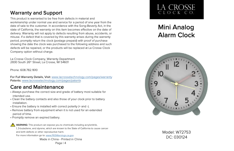 Image de la première page du manuel de l'appareil W72753