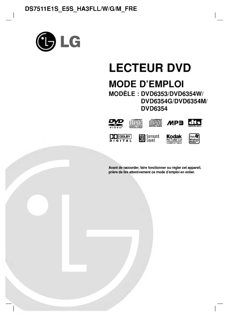 Page n°1 - Manuel utilisateur LG DVD6354