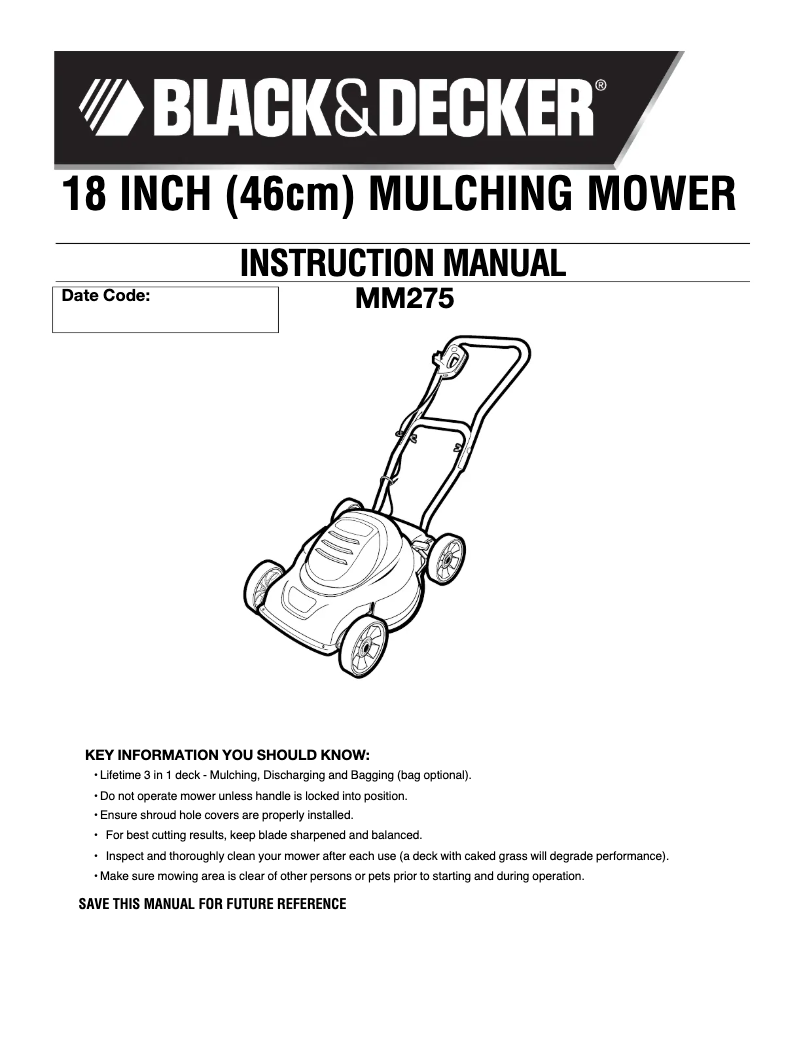 Page n°1 - Manuel utilisateur Black & Decker MM275