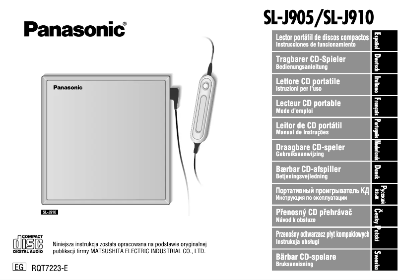 Page n°1 - Manuel utilisateur Panasonic SL-J905