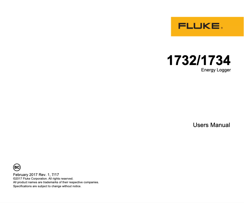 Page n°1 - Manuel utilisateur Fluke 1734