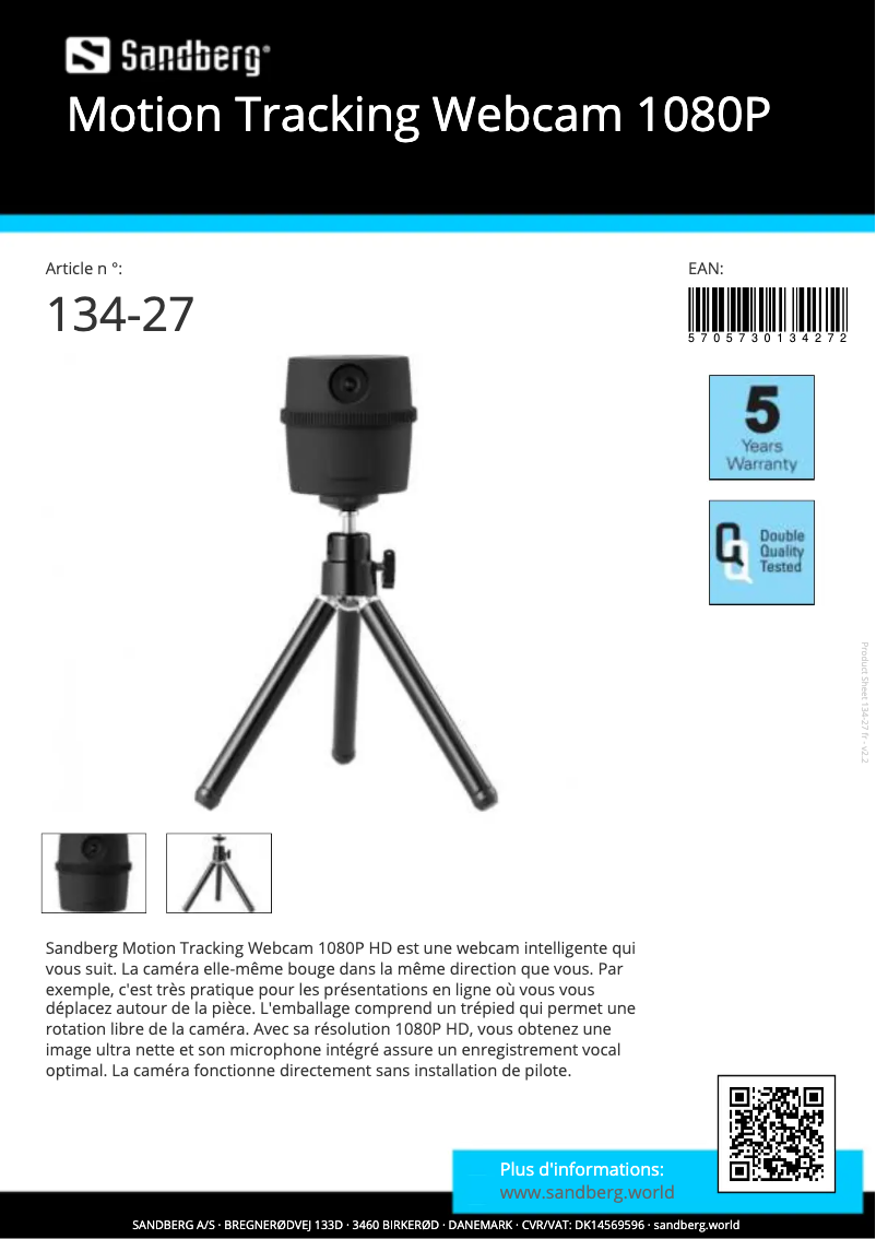 Page 1 de la notice Manuel utilisateur Sandberg 134-27