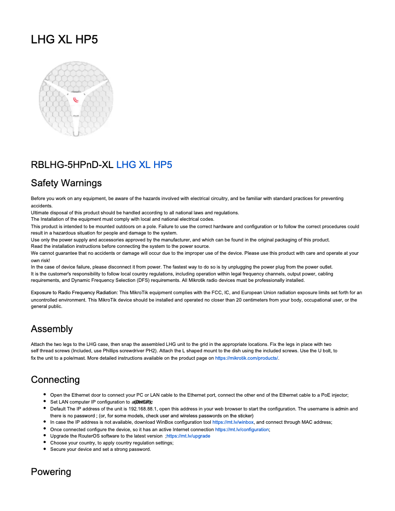 Image de la première page du manuel de l'appareil LHG XL HP5