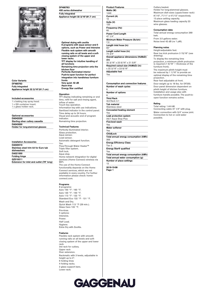 Image de la première page du manuel de l'appareil DF480763F