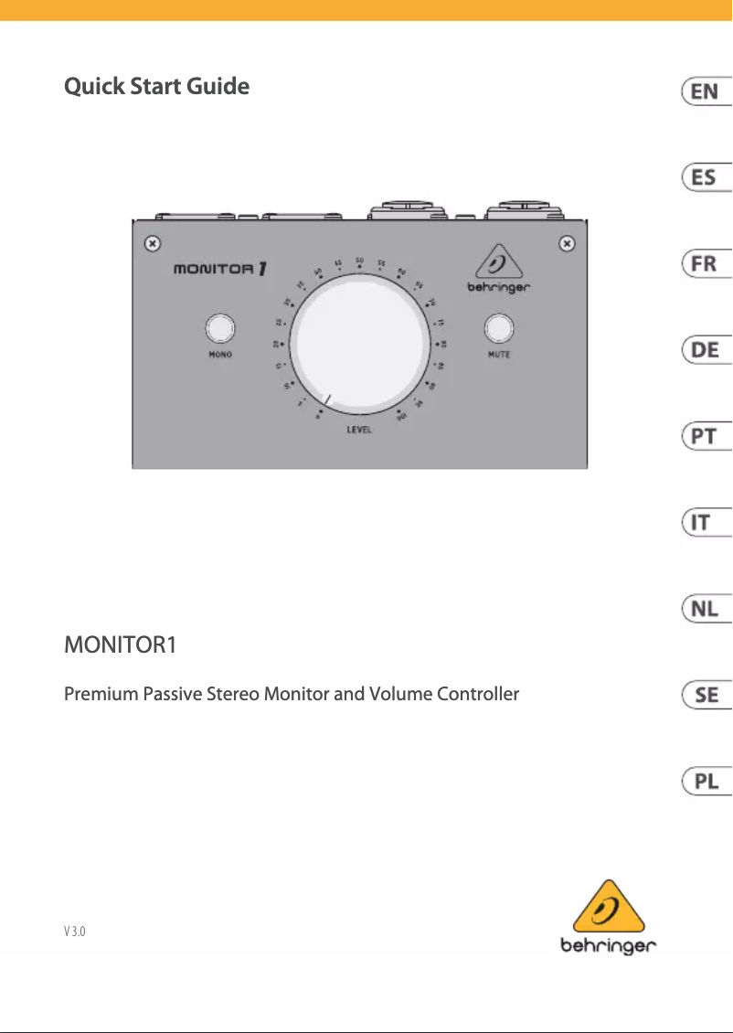 Page 1 de la notice Manuel utilisateur Behringer Monitor 1