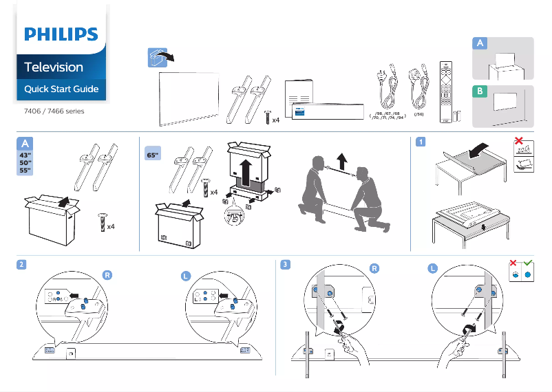 Page n°1 - Guide de démarrage rapide Philips 55PUT7406