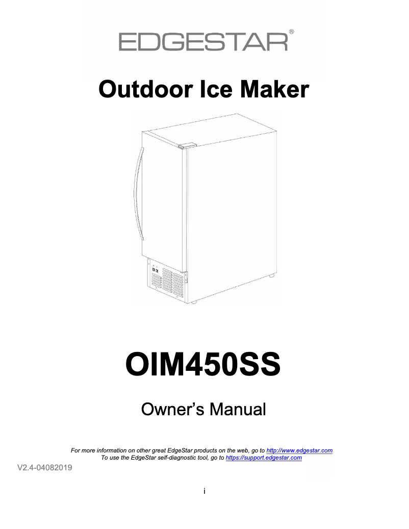 Page n°1 - Manuel utilisateur EdgeStar OIM450
