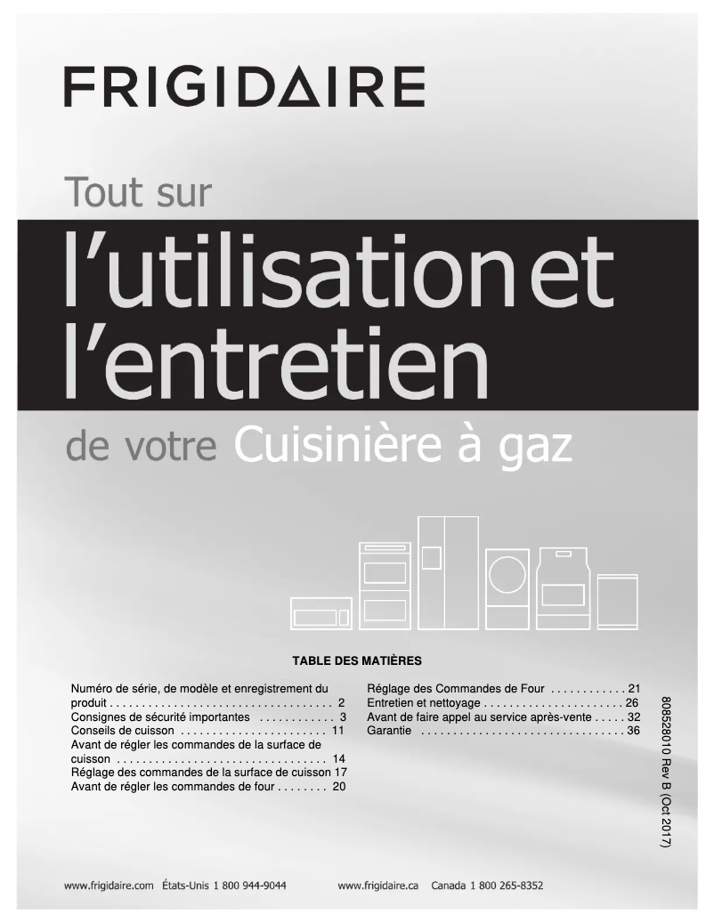 Page n°1 - Manuel utilisateur Frigidaire FFGF3051TB