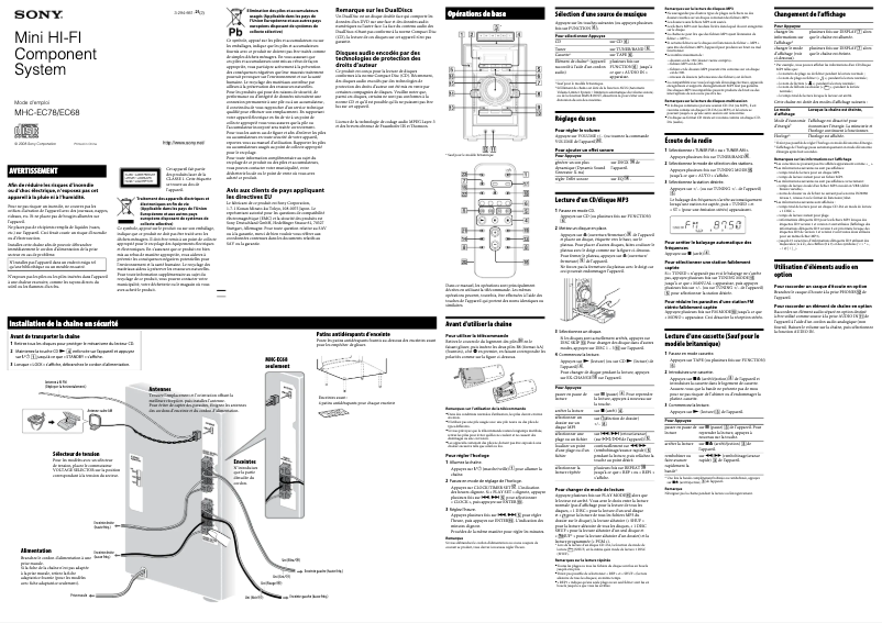 Image de la première page du manuel de l'appareil MHC-EC78